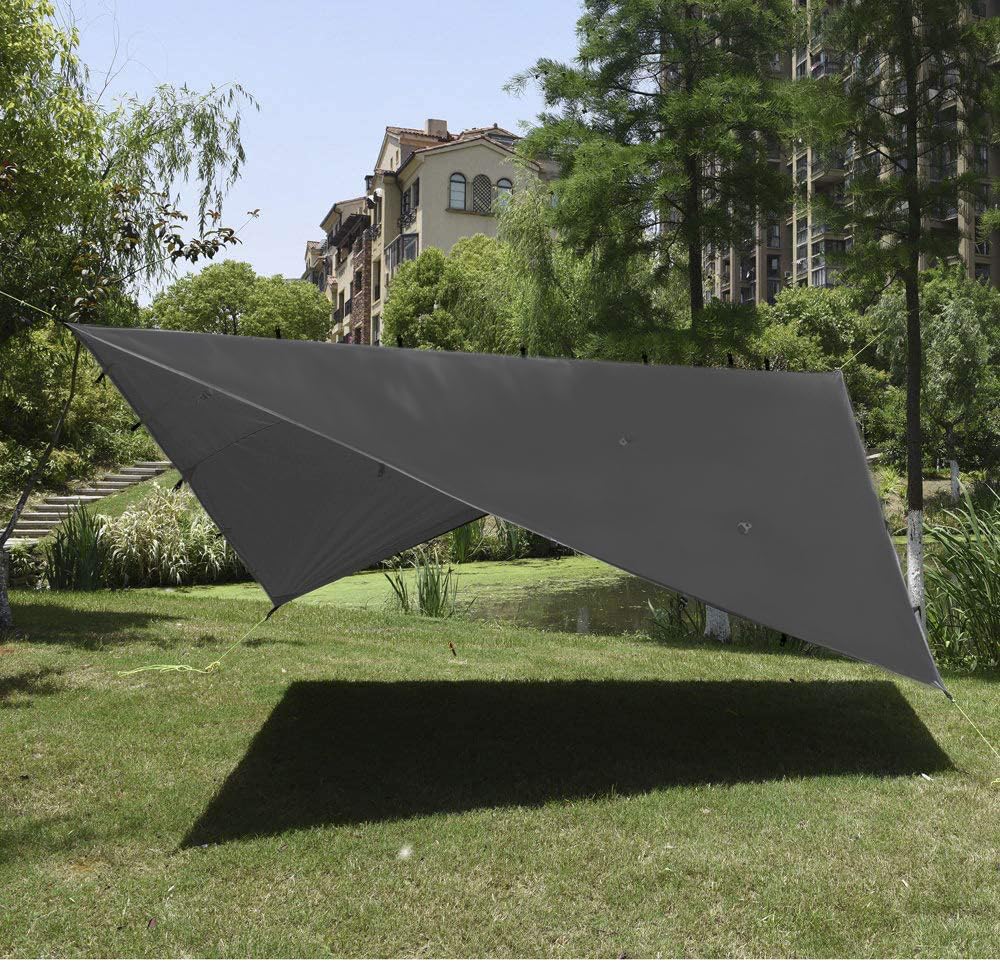 Gold Armour rainfly tarp hammock with 33 tie-down loops enables versatile anchoring.