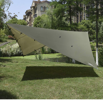 Gold Armour Rain Fly Tarp hammock shelter demonstrates versatile protection for camping.