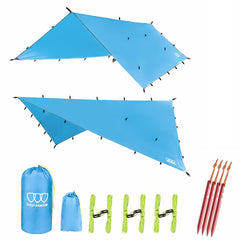 Gold Armour Rainfly Tarp Sky Blue 14x12 protects you during camping adventures.