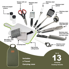Gold Armour utensils set with scissors and bottle opener for outdoor use