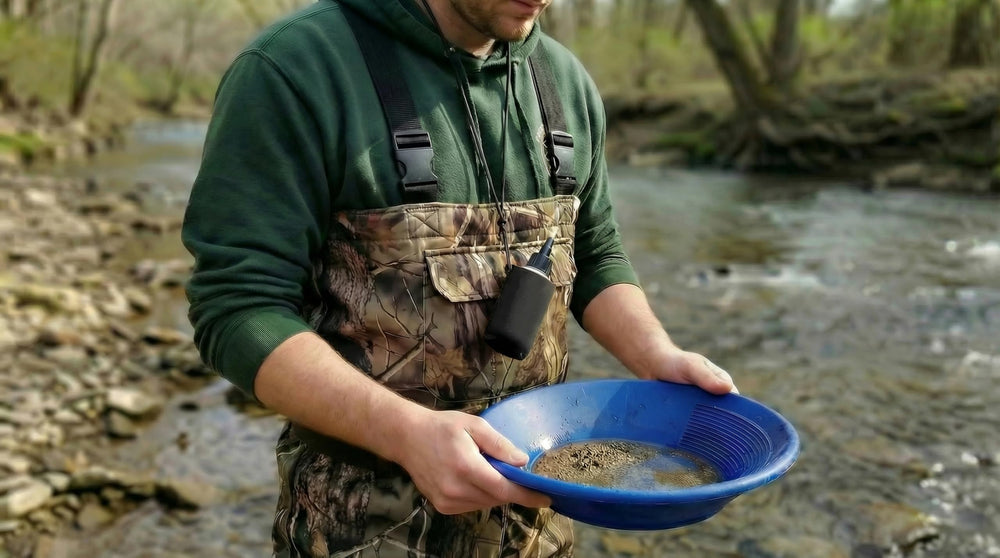 Gold Koozie fits 4oz snuffer bottles securely during river trips.
