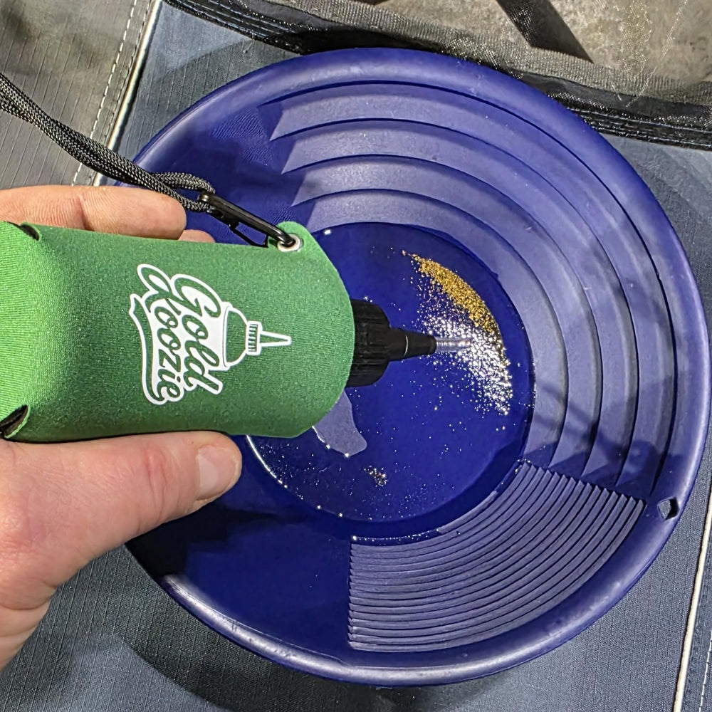 Gold Koozie clipped to belt or pack for easy reach.