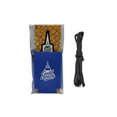 Gold Koozie paracord lanyard enables hands-free bottle carrying.