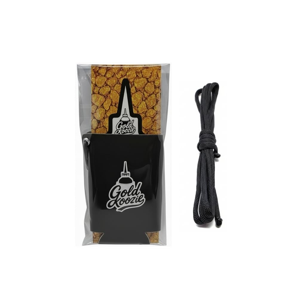 Gold Koozie paracord enables a customizable hands-free lanyard.