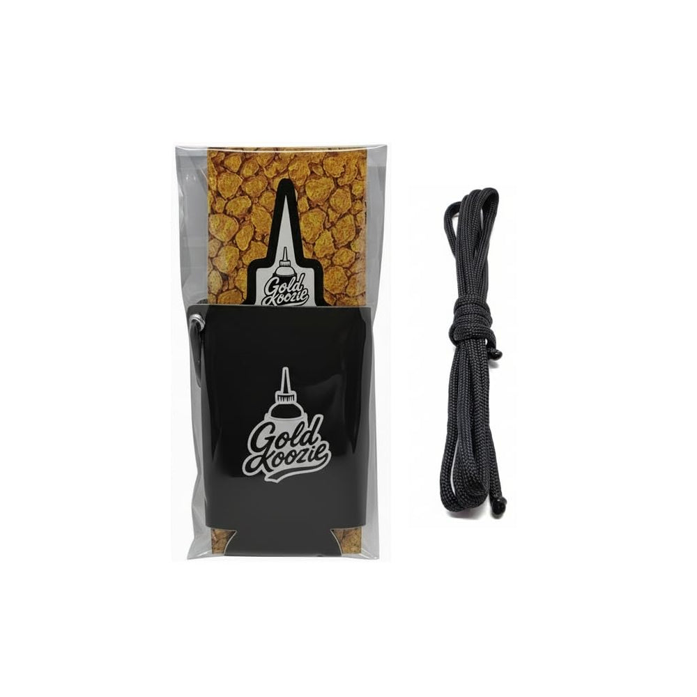 Gold Koozie paracord enables a customizable hands-free lanyard.