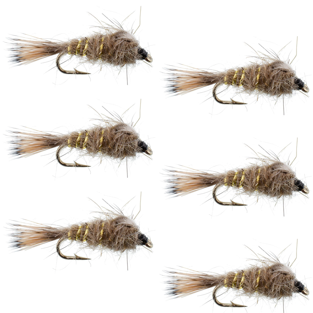 Weighted Gold Ribbed Hare's Ear Nymph Fly - Trout Nymph Pattern, Hook Size 18