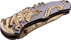 Gold TiNite coated stainless steel blade detail
