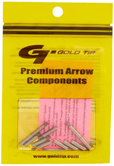 Close-up of Silver Gold Tip weight module screws for Pierce 20 grain