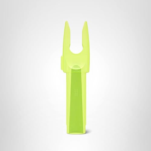 Gold Tip GTO neon green nocks installed on arrows for reliable press-fit