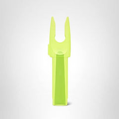 Gold Tip GTO neon green nocks installed on arrows for reliable press-fit