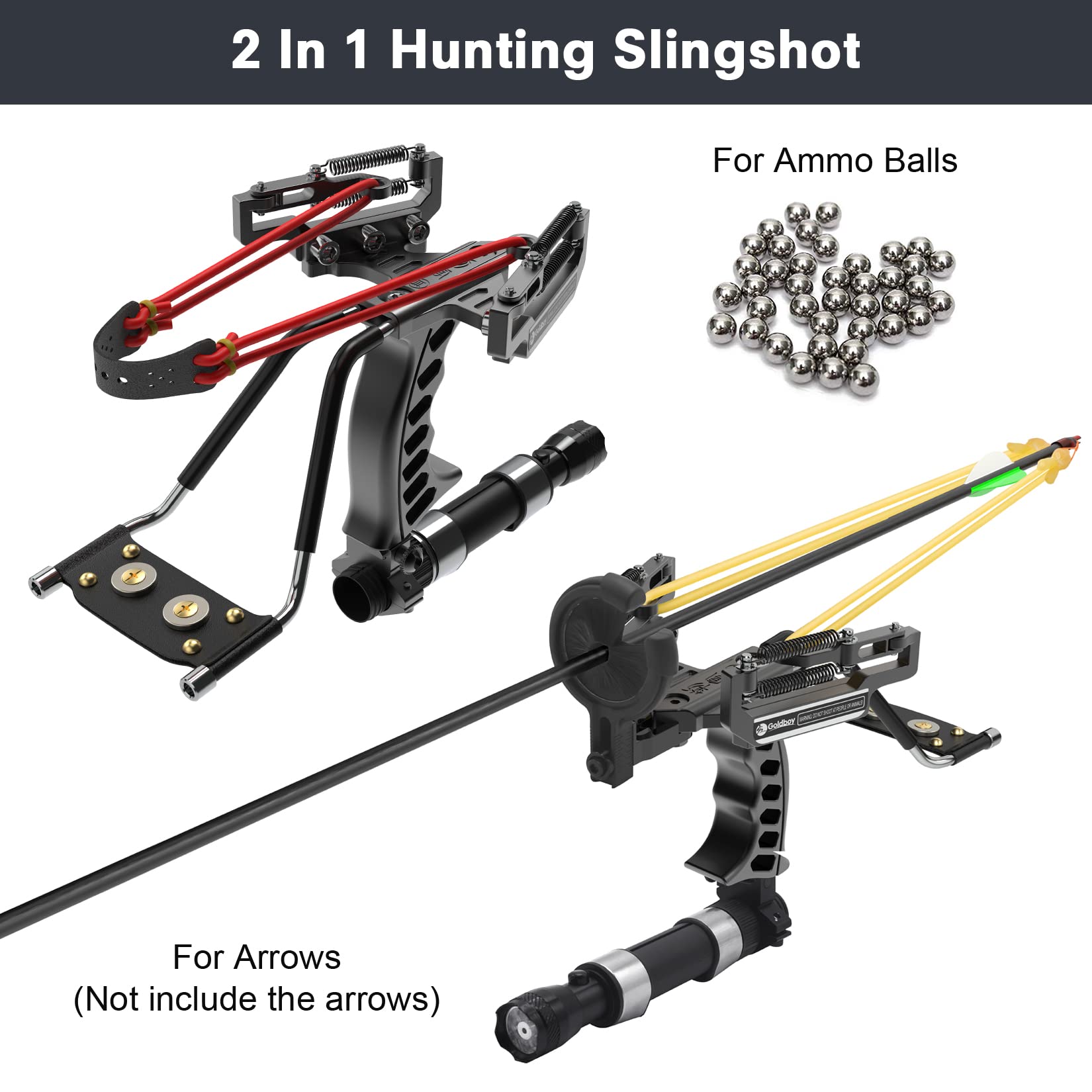 Goldboy slingshot fishing-rod holder demonstrates multi-use setup for on-the-go outdoor crafts.