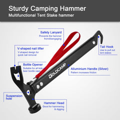 GoldCamp eight-piece tent stake set ready for secure anchoring in windy campsites.