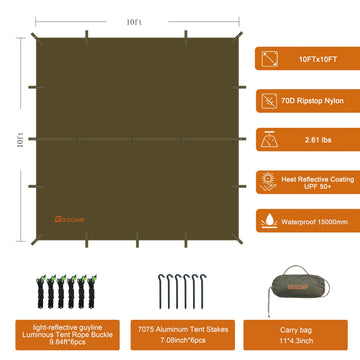 GoldCamp reflective side helps conserve body heat in emergencies.