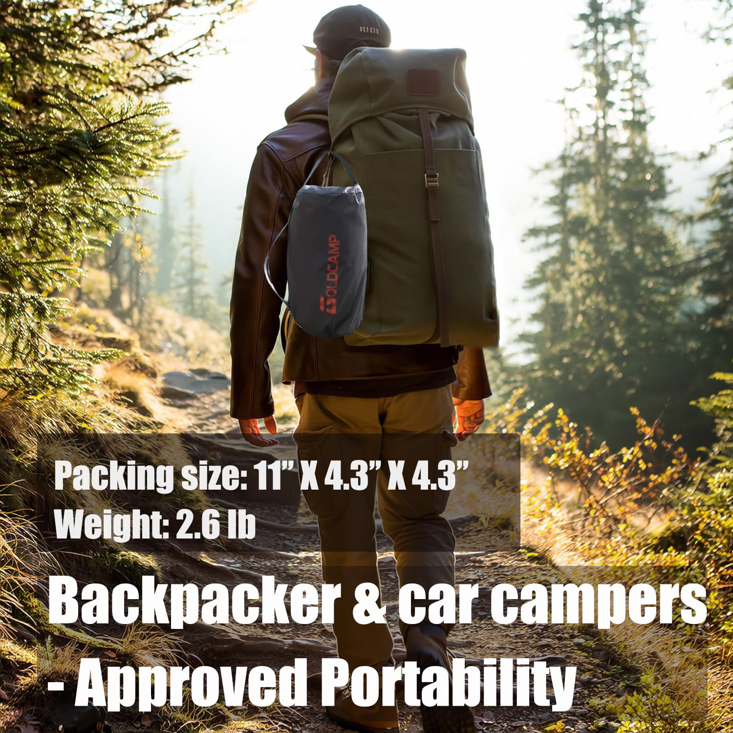 GoldCamp PU15000mm waterproof coating keeps gear dry during rain.