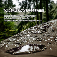 GoldCamp tarp UV50+ protection blocks sun for shaded comfort.