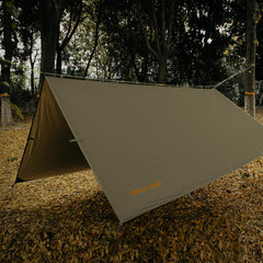 GoldCamp waterproof camping tarp setup demonstrates versatile shelter for rain protection and versatile camping needs.