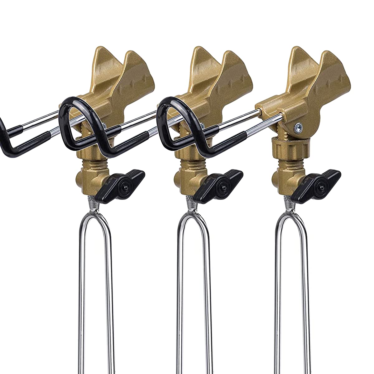 GOLDEAL 3-Pack Fishing Rod Holders - stainless steel, silver and yellow