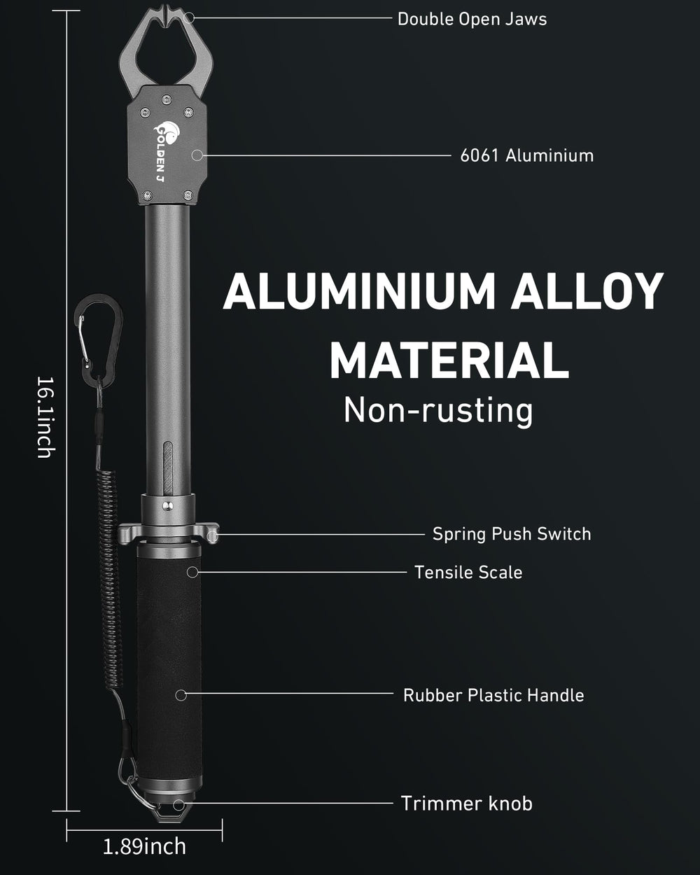 Built-in 60LB scale on GOLDEN J helps measure haul in lb/kg units