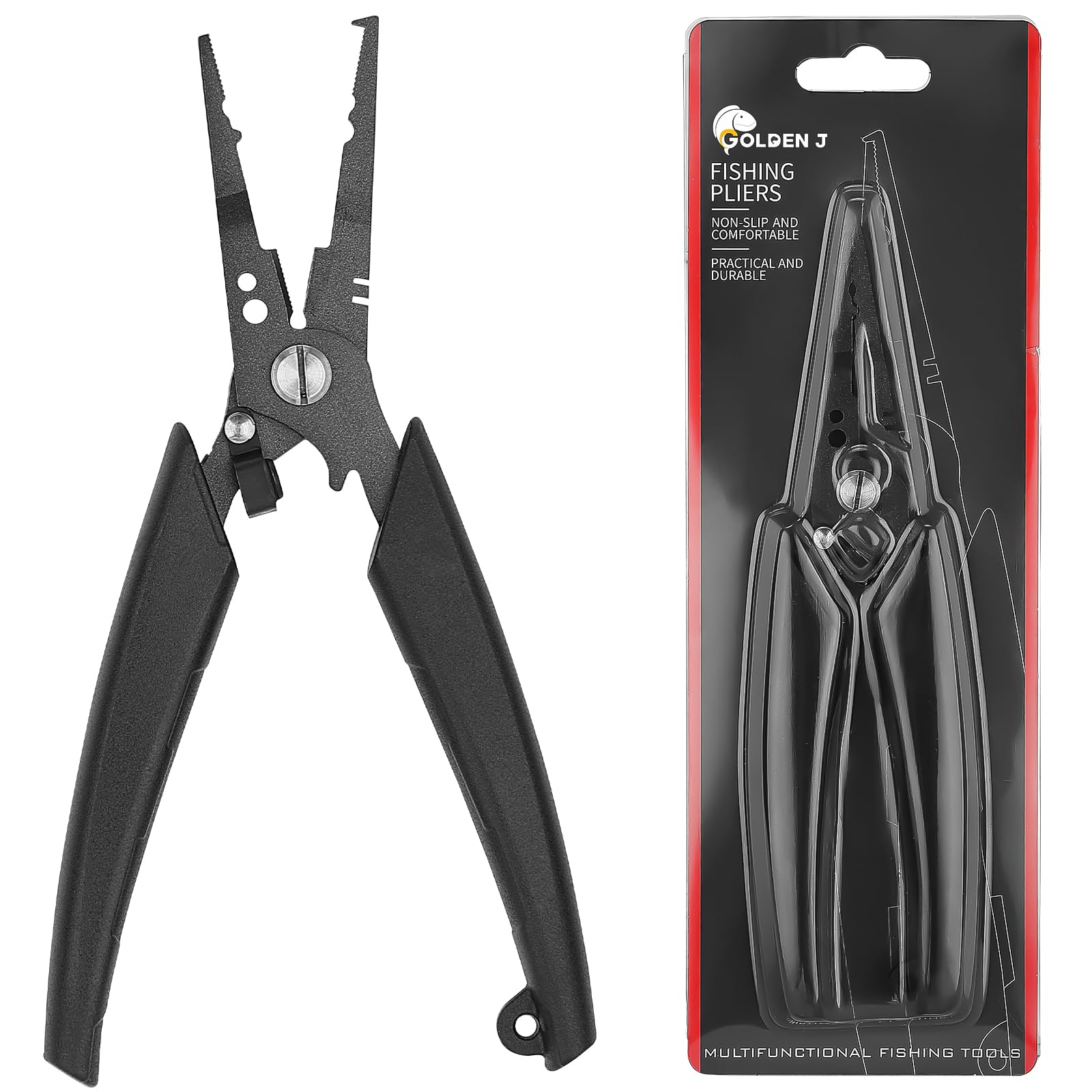 Golden J Teflon fishing pliers front view