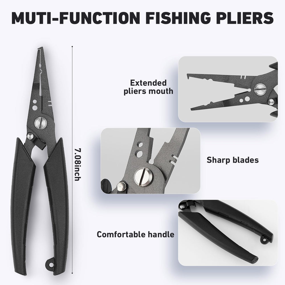 Multi-function hook remover and split ring pliers close-up
