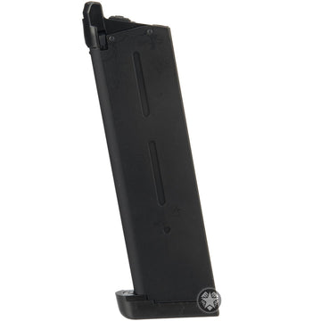 GoldenBall Army Armament 25rd 1911 GBB magazine installed in pistol for smooth feeding.