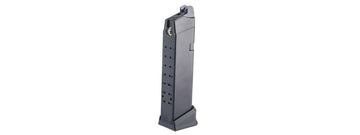 GoldenBall Poseidon green gas magazine with extended baseplate for better grip during reloads.