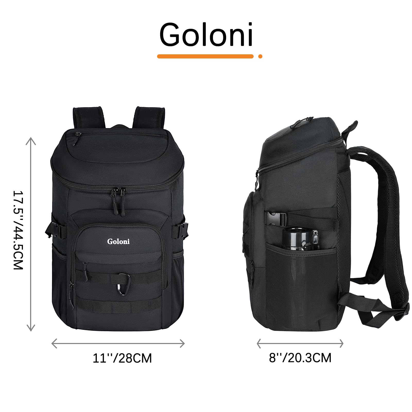 Goloni Upgraded Cooler Backpack 24-cans-inside, organized interior for picnics and meals