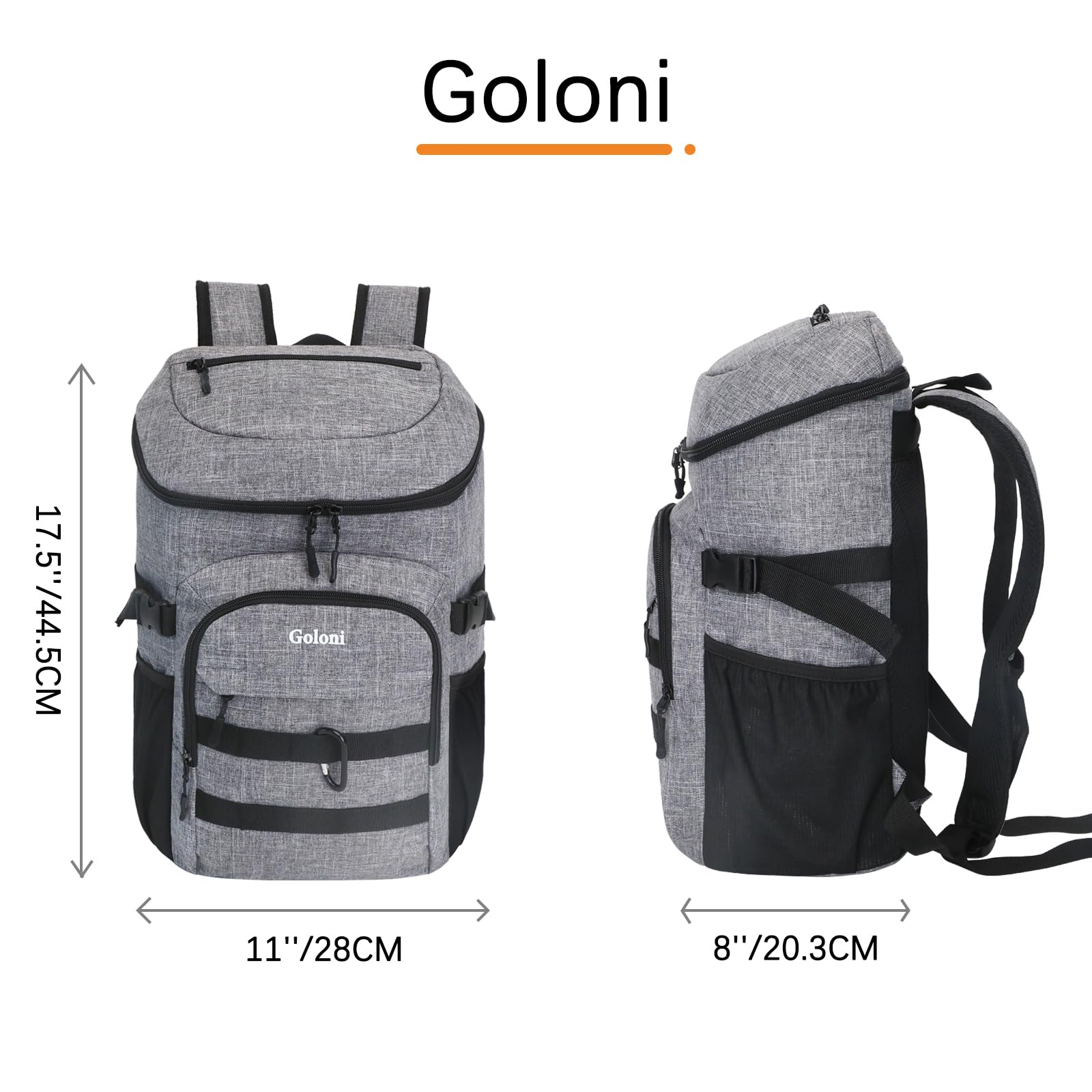 Goloni Upgraded Cooler Backpack 24 Cans interior layout organized space for drinks and snacks