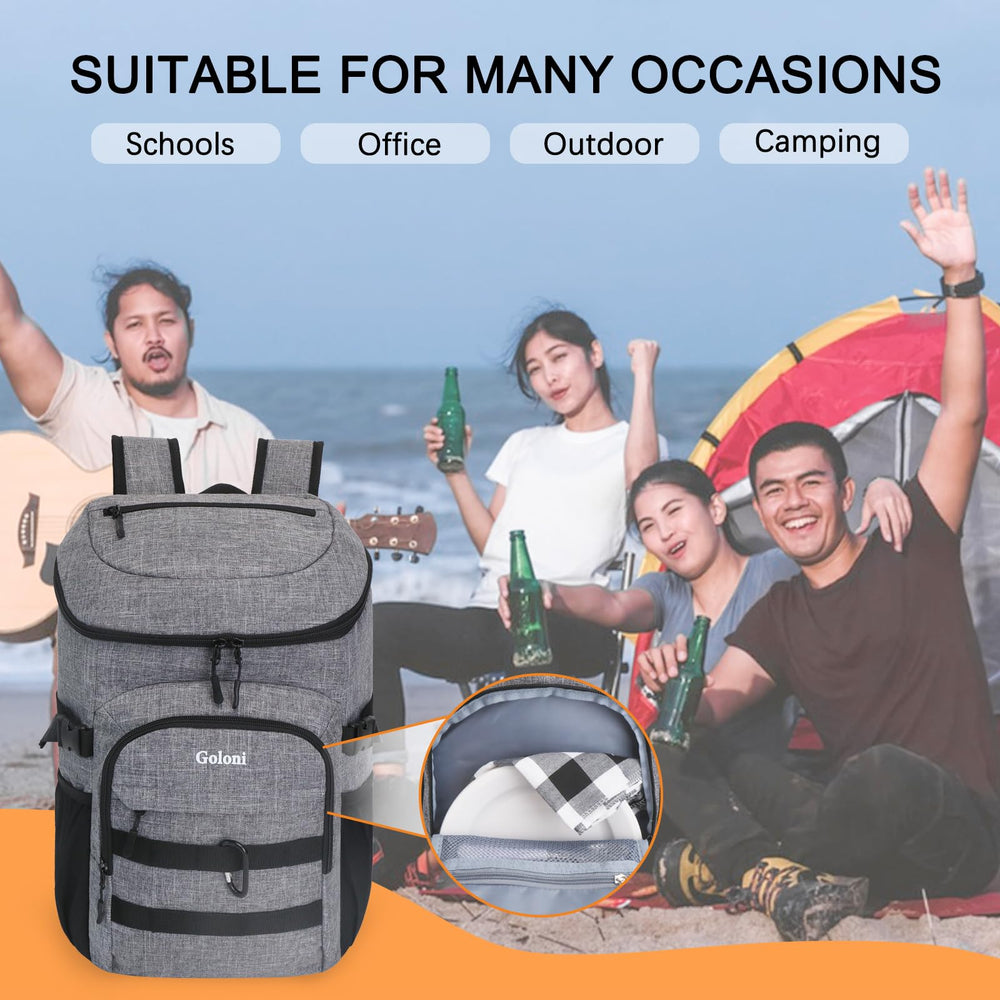 Goloni Upgraded Cooler Backpack 24 Cans padded shoulder straps reduce back strain on hikes