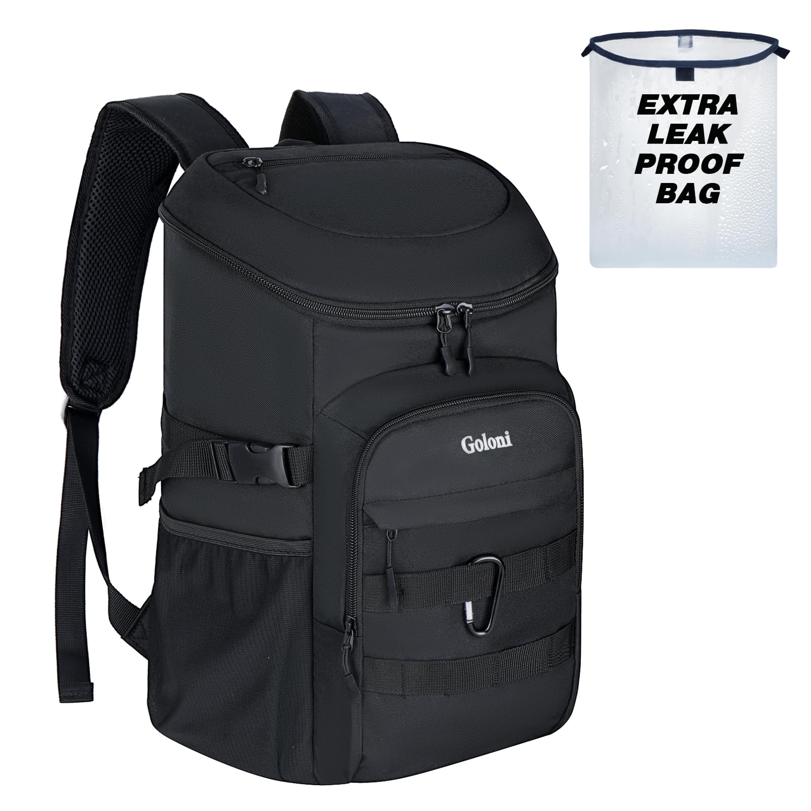 Goloni Upgraded Cooler Backpack closed, ideal for all-day travel and compact packing