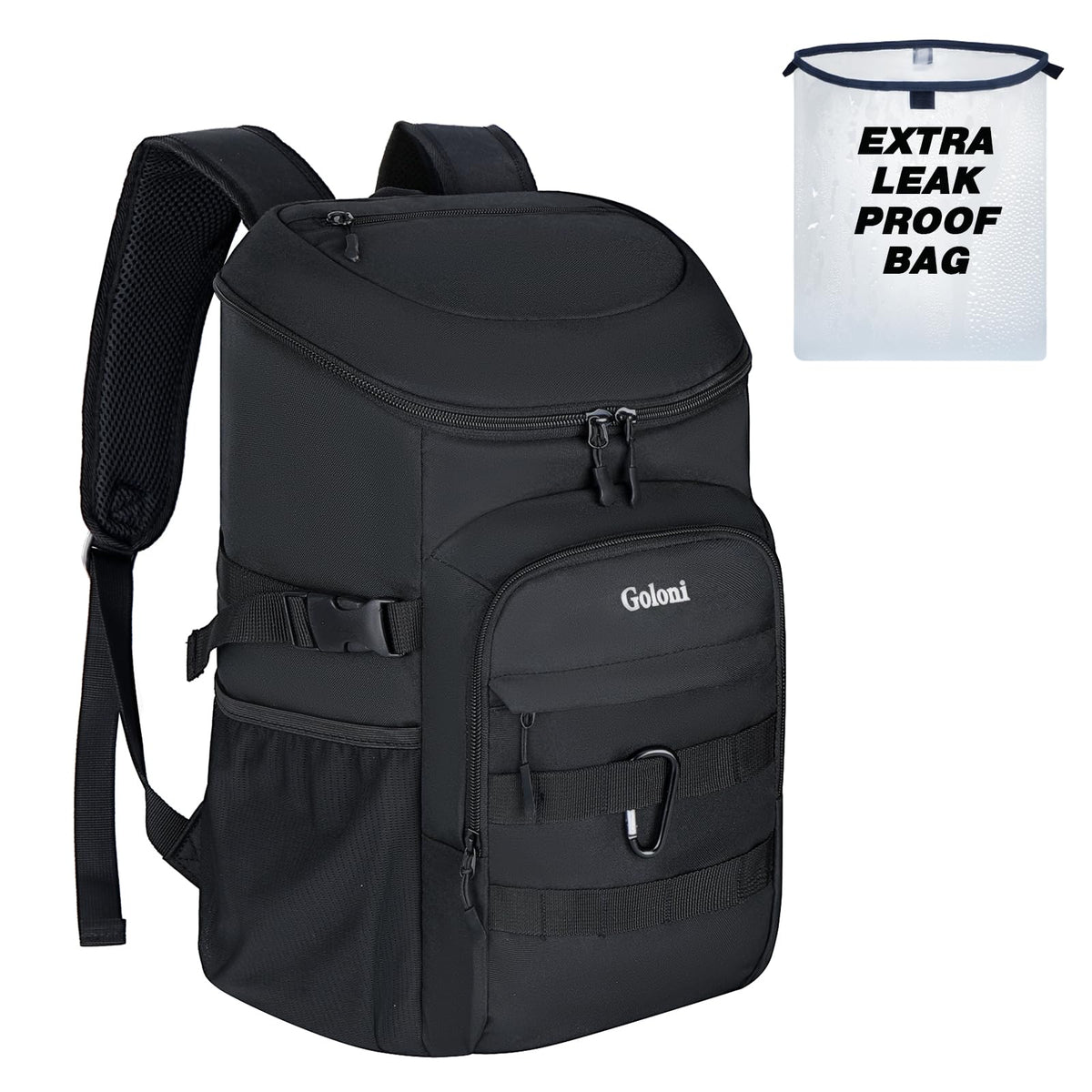 Goloni Upgraded Cooler Backpack closed, ideal for all-day travel and compact packing
