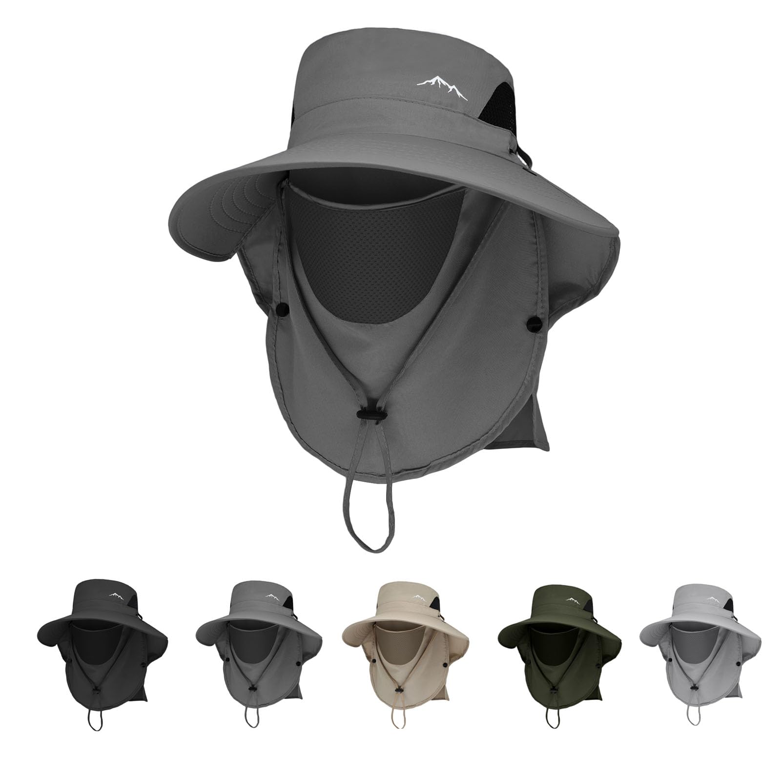 Gomehone men's bucket hat front view with wide brim for sun protection.