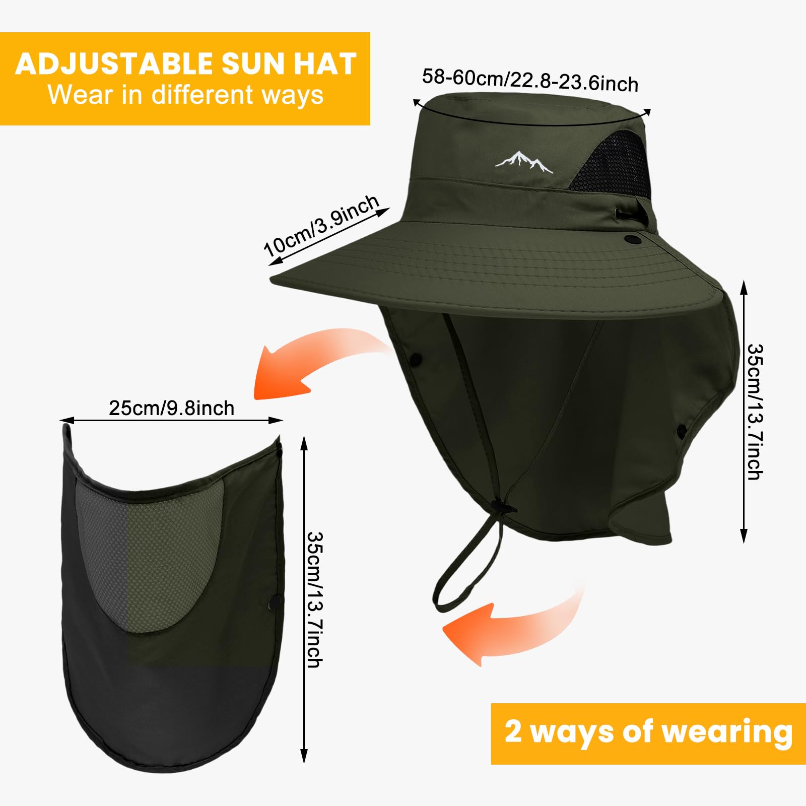 Gomehone bucket hat front brim with UPF 50+ sun protection.