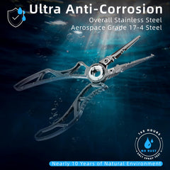 Close up on tungsten carbide line cutter on Exoskeleton pliers