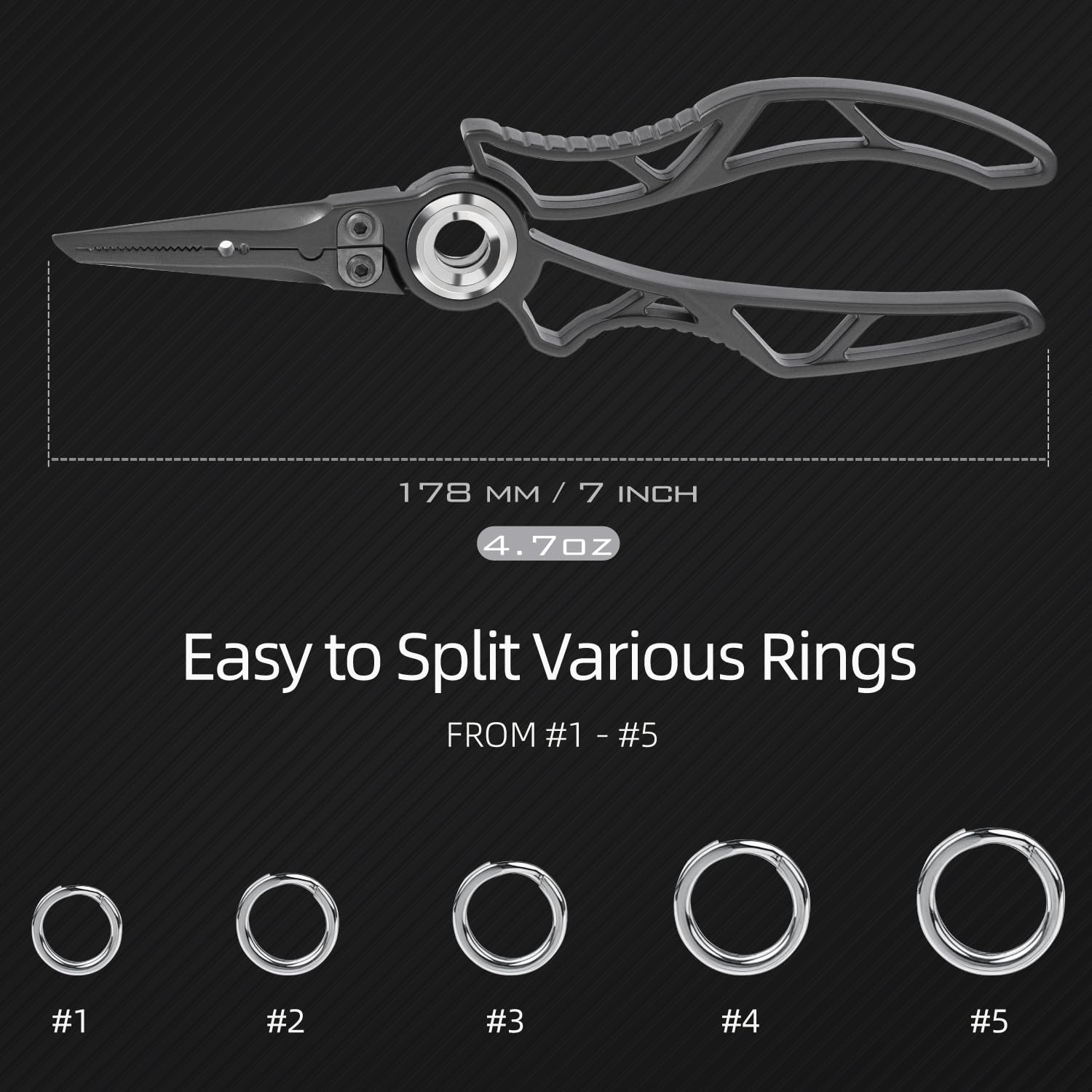 Split ring tip compatible with size #1 to #5 split rings