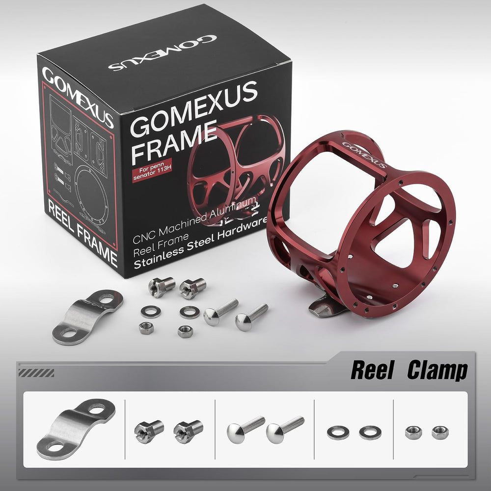 Included components and packaging for Gomexus aluminum reel frame