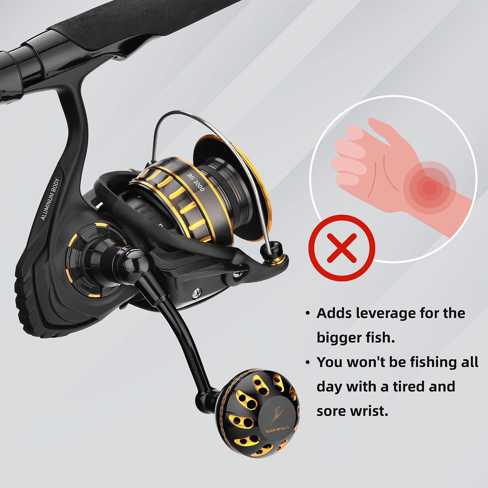 GOMEXUS Daiwa BG handle torque enhancement for bigger fish battles.