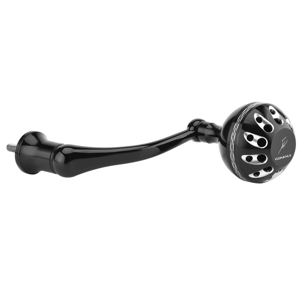 GOMEXUS power handle for Abu Garcia Revo Zata reel - black silver, angled view