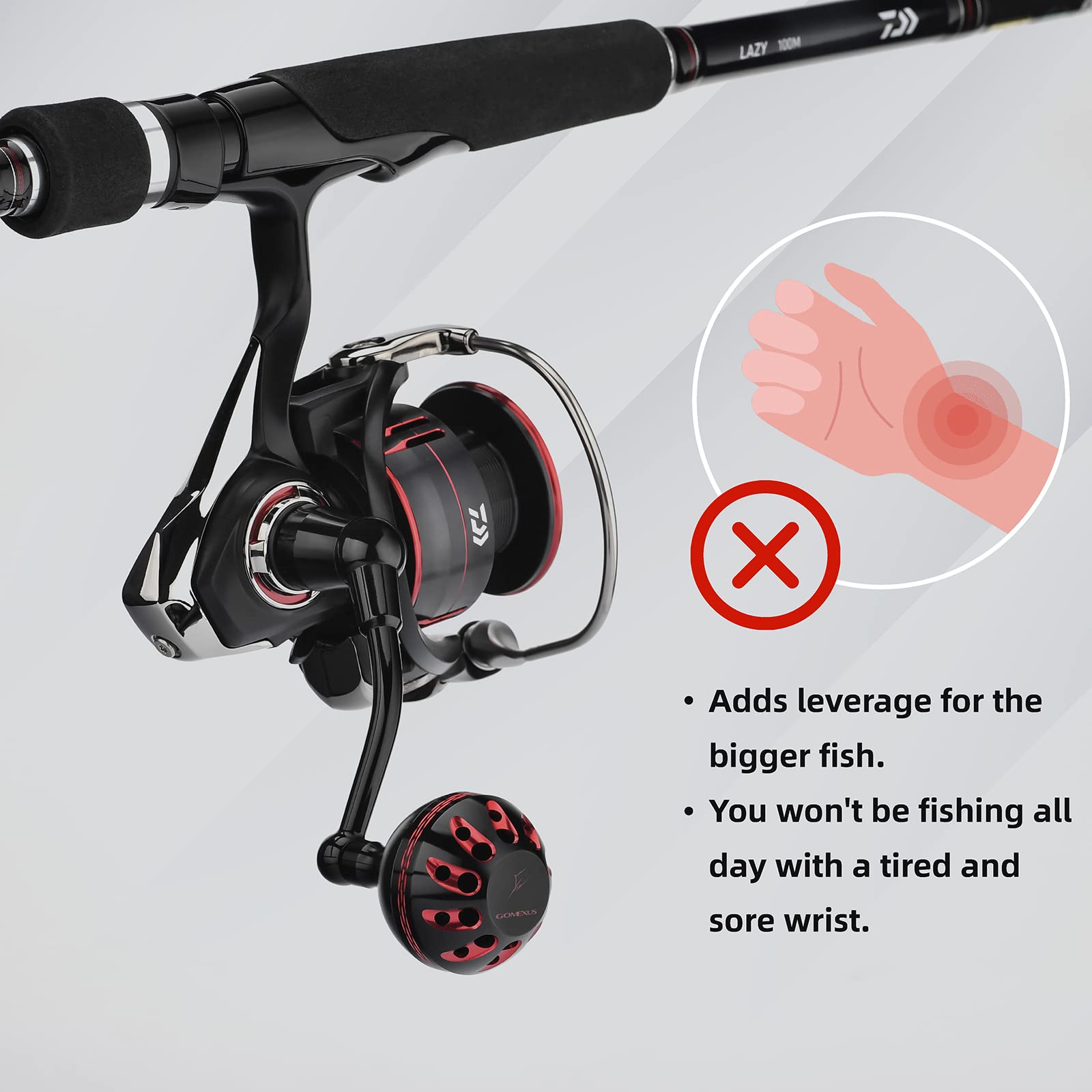 GOMEXUS power handle longer torque demonstration suggests stronger leverage against big fish.