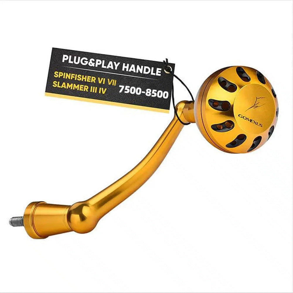 GOMEXUS power handle for Penn Spinfisher VI installed on reel for smoother torque