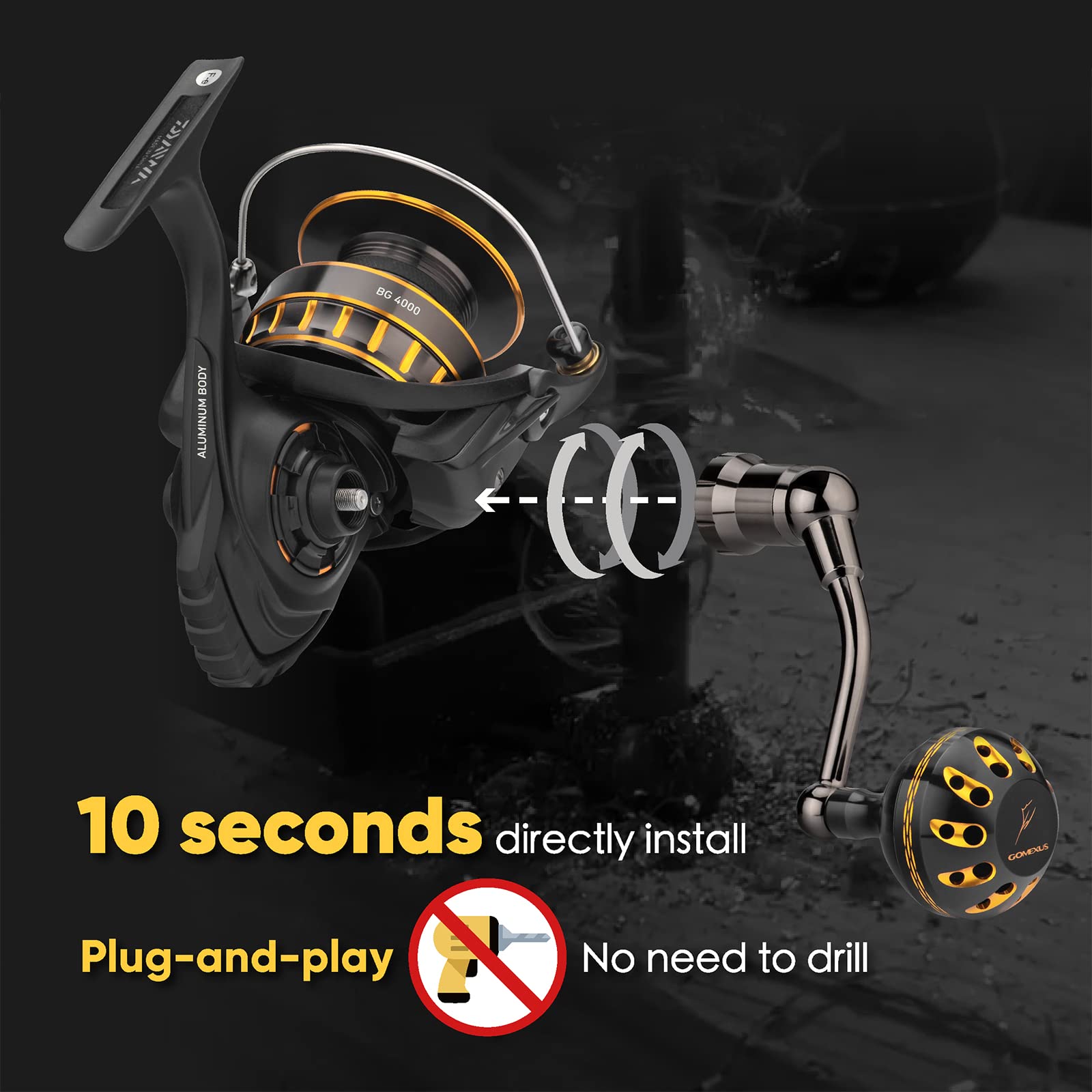 GOMEXUS power handle round-knob grip reduces hand fatigue during long fights.