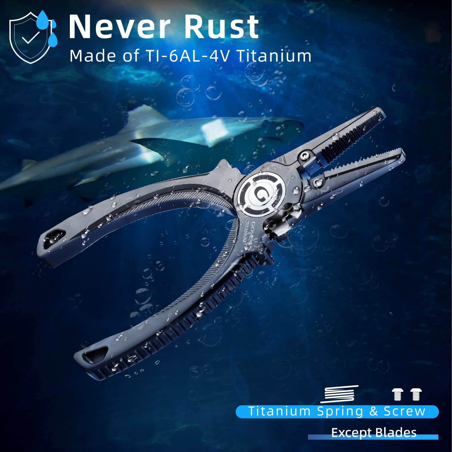Close-up of side cutters on Gomexus titanium pliers