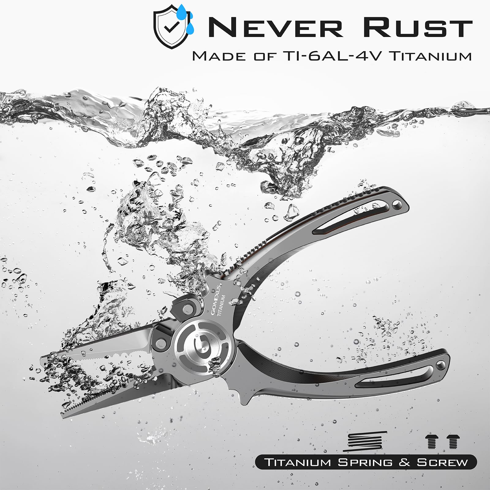 GOMEXUS titanium pliers 7 inch split ring nose for easy hook changes on water