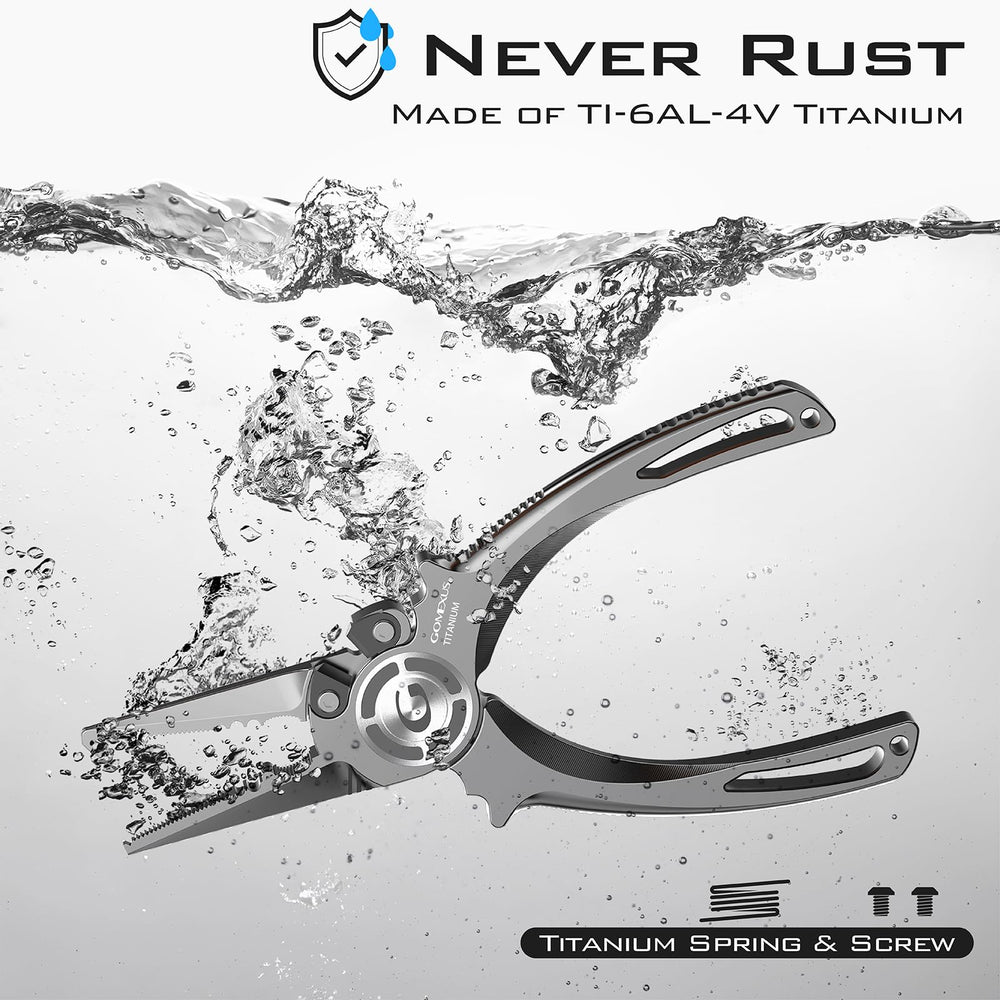 GOMEXUS titanium pliers 7 inch split ring nose for easy hook changes on water