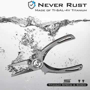 Gomexus titanium pliers with tungsten carbide blades for clean line cuts.