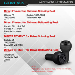 Direct-fitment list: Shimano spinning and baitcasting models compatible with GOMEXUS knob