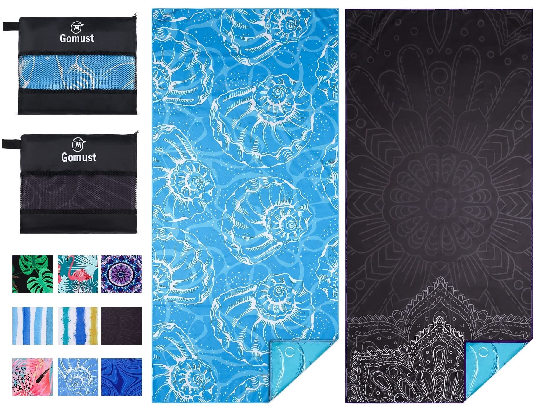 Gomust 2-pack lightweight beach towel 71x32 for easy packing and quick drying.