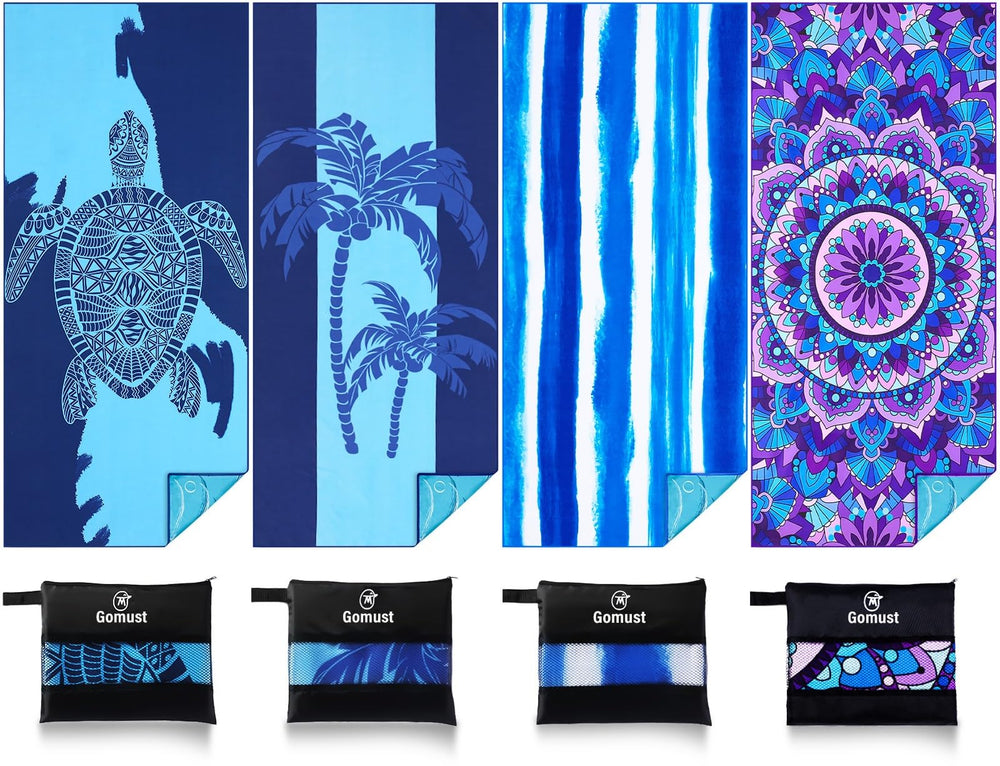 Gomust 4-pack beach towel 71x32 oversized for quick-dry beach days.