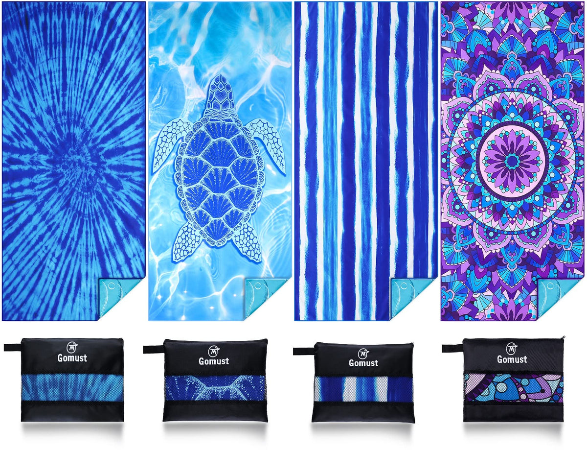 Gomust 4-pack oversized beach towel with quick-dry microfiber.