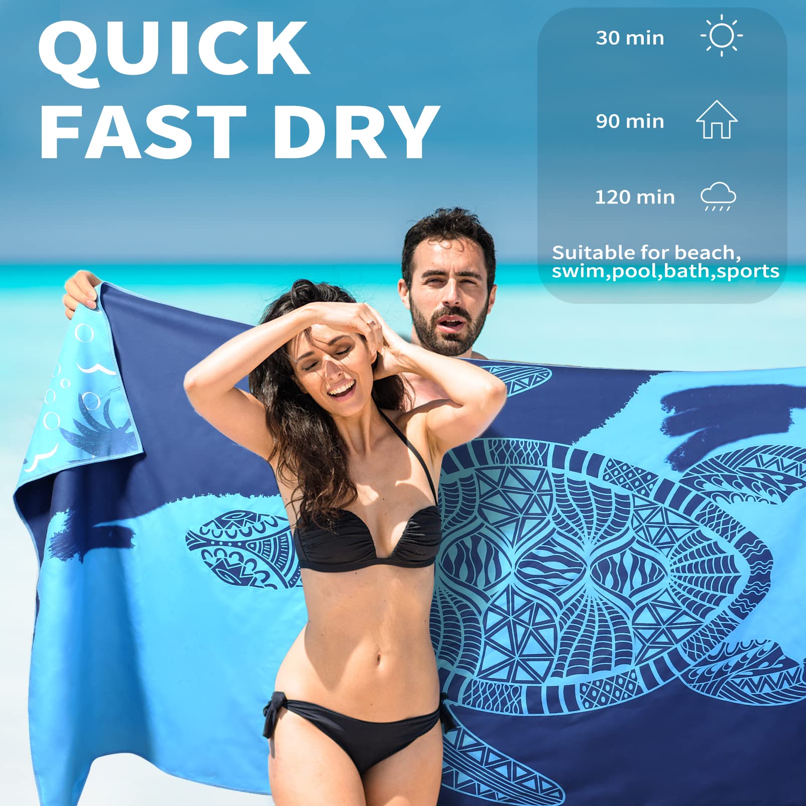 Gomust elephant skull design towel ideal for travel and camping
